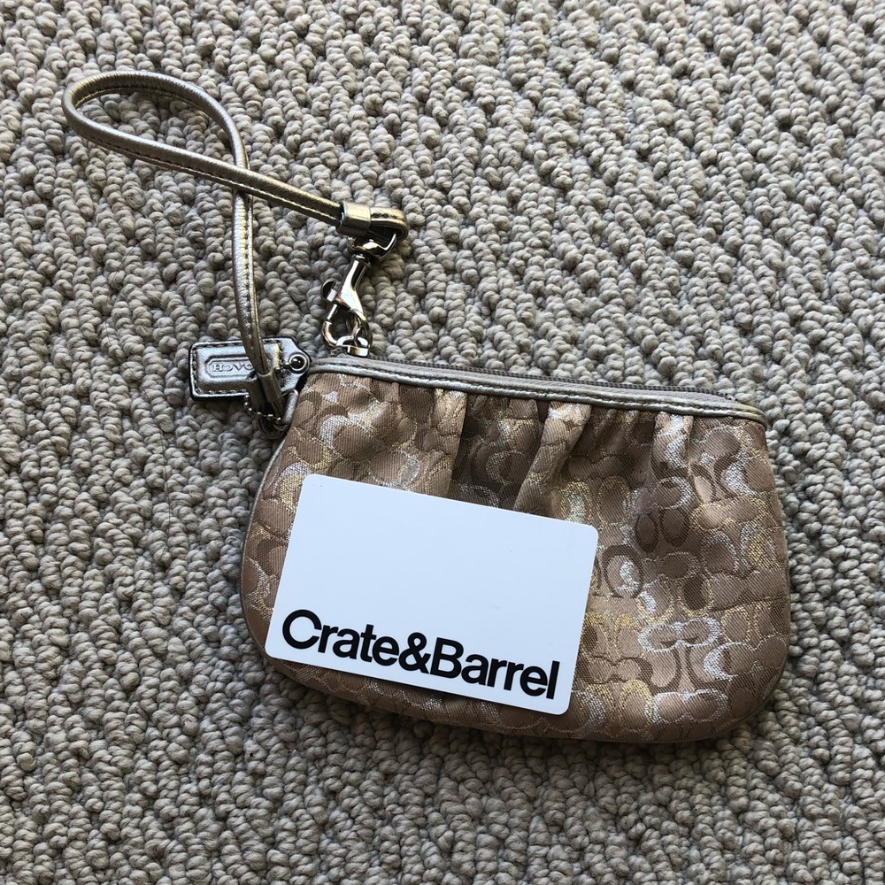 Coach Metallic Gold Beige Signature Wristlet - Picture 5 of 5